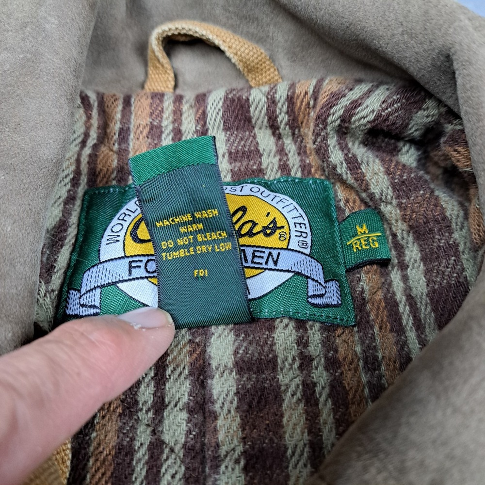 Cabelas Duck Canvas Blanket Lined Jacket Womens Medium Leather Collar Chore Coat - Picture 8 of 16